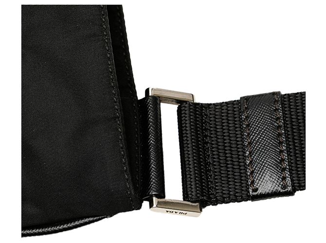 Prada Borsa a tracolla con zip in tessuto nero - vista 10