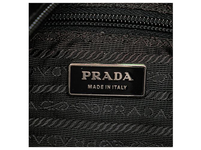 Prada Borsa a tracolla con zip in tessuto nero - vista 5