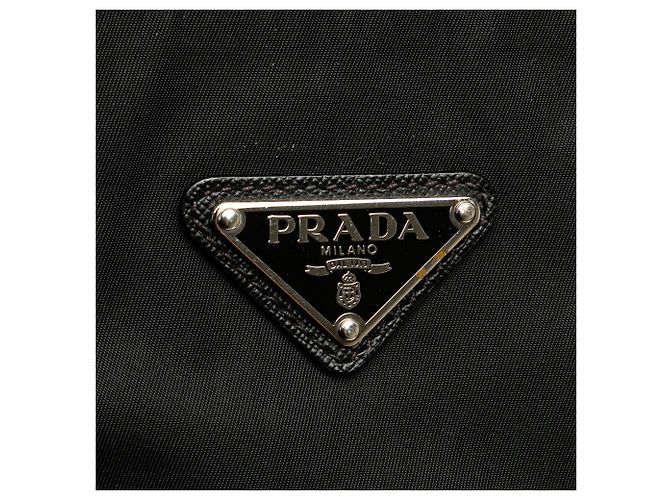 Prada Borsa a tracolla con zip in tessuto nero - vista 7
