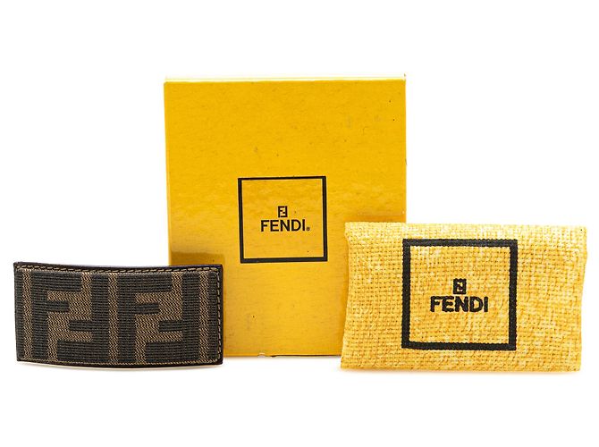 Clip para el cabello de lona Zucca marrón Fendi Castaño - vista 5