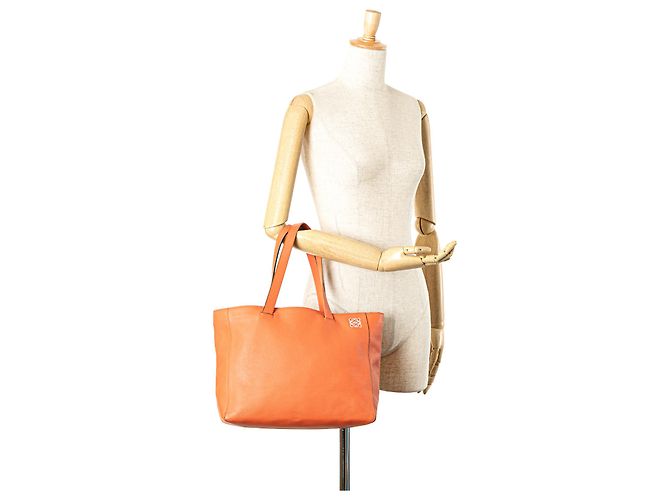 LOEWE Tote de Cuero Anagrama Naranja Este-Oeste - vista 12