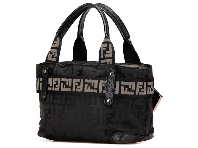 Borsa Fendi in nylon nero Zucca con zip - vista 2