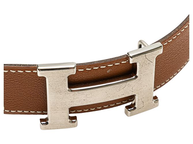 Cinturón reversible de cuero marrón Constance H de Hermès Castaño - vista 5