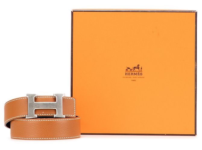 Cinturón reversible de cuero marrón Constance H de Hermès Castaño - vista 7