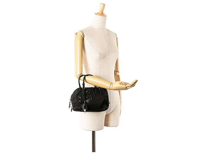 Borsa a cuore da sera in tessuto nero Prada - vista 9