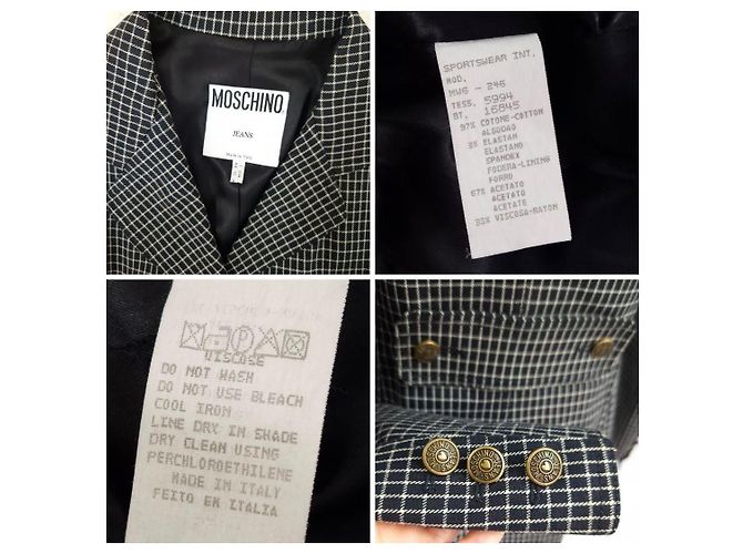 Moschino Jeans giacca a quadretti bianca e nera Nero Bianco - vista 13