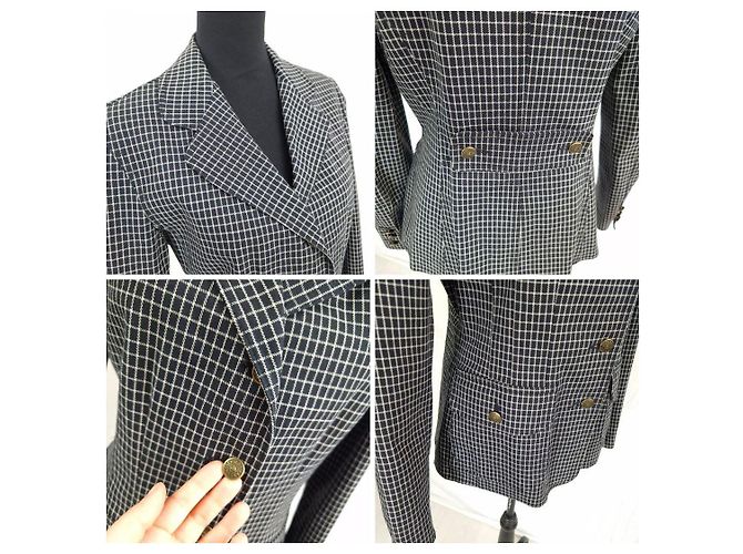 Moschino Jeans giacca a quadretti bianca e nera Nero Bianco - vista 14