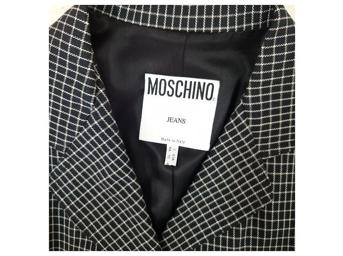 Moschino Jeans giacca a quadretti bianca e nera Nero Bianco - vista 3