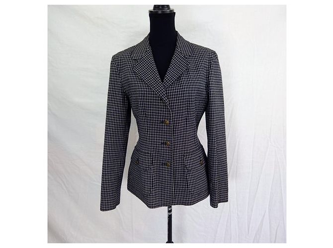 Moschino Jeans giacca a quadretti bianca e nera Nero Bianco - vista 4
