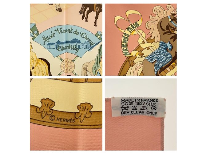 Hermès Carré 90 Museo Vivo del Cavallo Chantilly Sciarpa in Seta Multicolore Rosa - vista 4