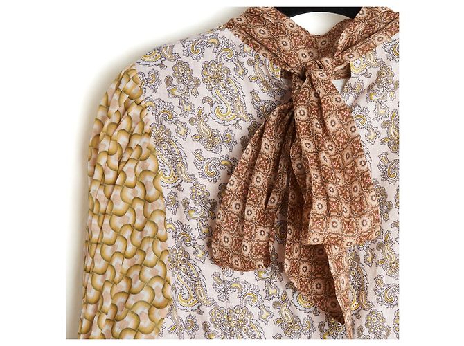 Zimmermann 2021 Vestido FR42 Beige Amarillo Lino Patchwork Vestido de Día UK14 US12 NWT Multicolor - vista 5