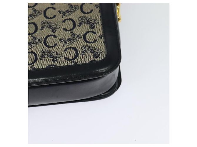Céline Borsa a spalla CELINE C Sulky in tela blu navy e oro Auth ep8935 D'oro - vista 13