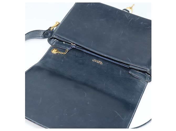 Céline Borsa a spalla CELINE C Sulky in tela blu navy e oro Auth ep8935 D'oro - vista 15