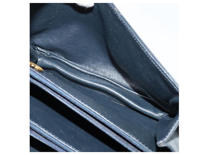 Céline Borsa a spalla CELINE C Sulky in tela blu navy e oro Auth ep8935 D'oro - vista 20