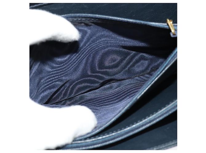 Céline Borsa a spalla CELINE C Sulky in tela blu navy e oro Auth ep8935 D'oro - vista 21