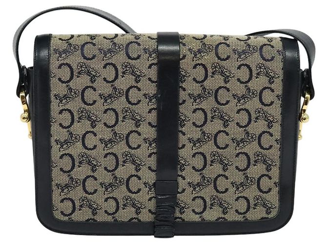 Céline Borsa a spalla CELINE C Sulky in tela blu navy e oro Auth ep8935 D'oro - vista 3