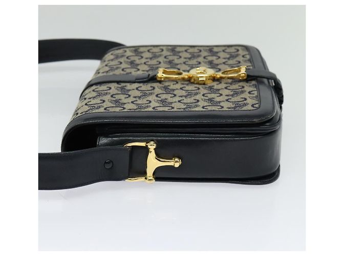 Céline Borsa a spalla CELINE C Sulky in tela blu navy e oro Auth ep8935 D'oro - vista 4