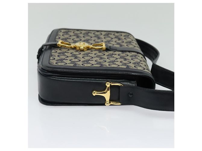 Céline Borsa a spalla CELINE C Sulky in tela blu navy e oro Auth ep8935 D'oro - vista 5