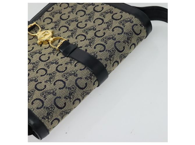 Céline Borsa a spalla CELINE C Sulky in tela blu navy e oro Auth ep8935 D'oro - vista 6