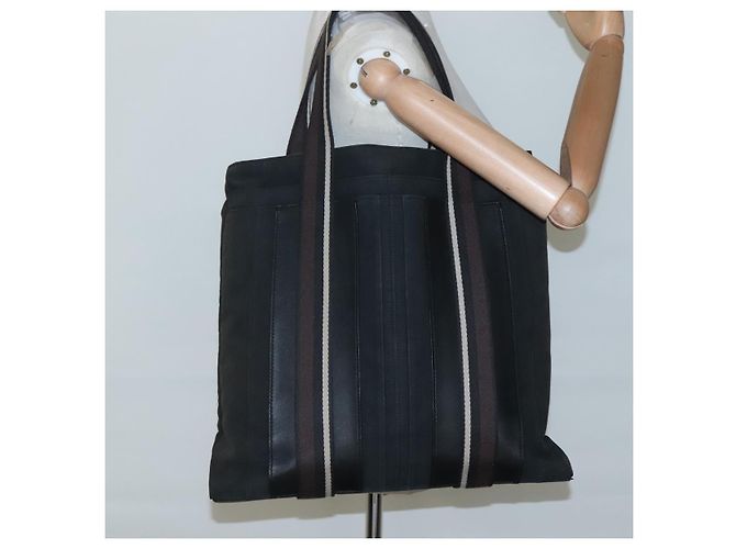 Troca Hermès HERMES Borsa Tote Verticale GM Tela Nera Argento Auth bs26094 Nero - vista 20