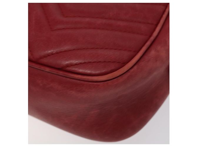 GUCCI GG Marmont Borsa a Spalla in Pelle Rossa Dorata 447632 Auth ep9033 - vista 10