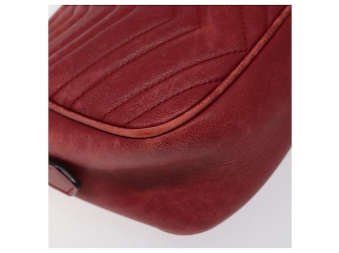 GUCCI GG Marmont Borsa a Spalla in Pelle Rossa Dorata 447632 Auth ep9033 - vista 11