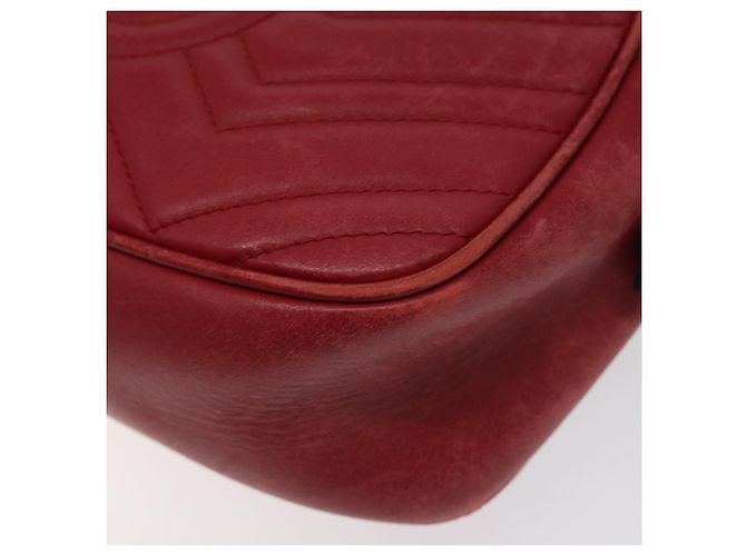 GUCCI GG Marmont Borsa a Spalla in Pelle Rossa Dorata 447632 Auth ep9033 - vista 12
