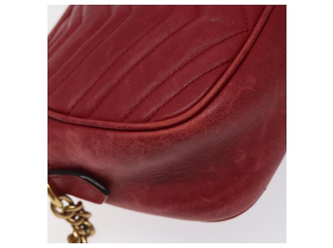 GUCCI GG Marmont Borsa a Spalla in Pelle Rossa Dorata 447632 Auth ep9033 - vista 13