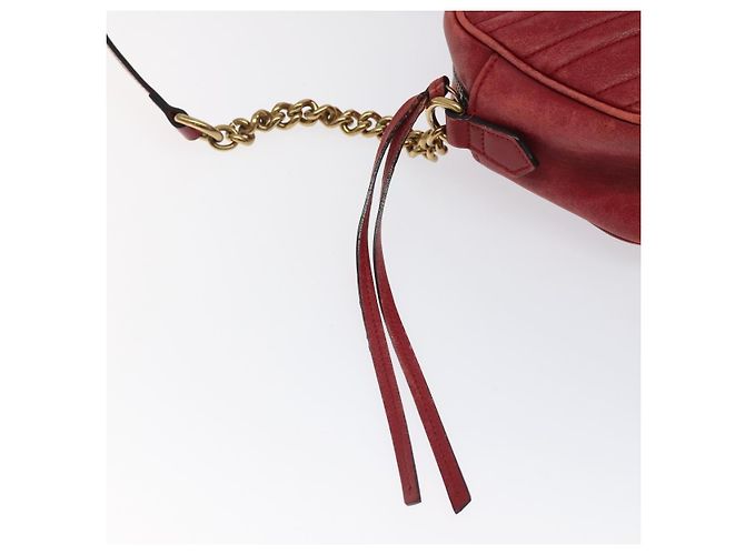 GUCCI GG Marmont Borsa a Spalla in Pelle Rossa Dorata 447632 Auth ep9033 - vista 14
