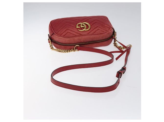 GUCCI GG Marmont Borsa a Spalla in Pelle Rossa Dorata 447632 Auth ep9033 - vista 7