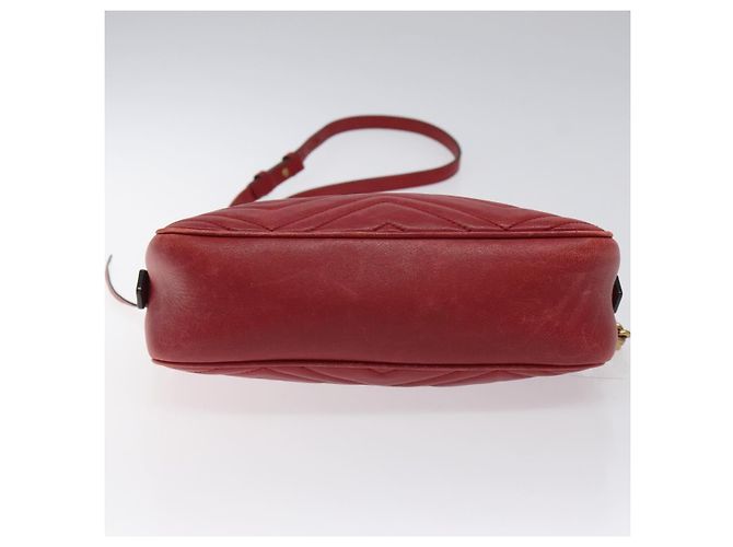 GUCCI GG Marmont Borsa a Spalla in Pelle Rossa Dorata 447632 Auth ep9033 - vista 9