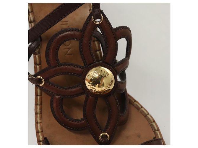LOUIS VUITTON Décolleté in Pelle Marrone LV Auth bs25696 - vista 13
