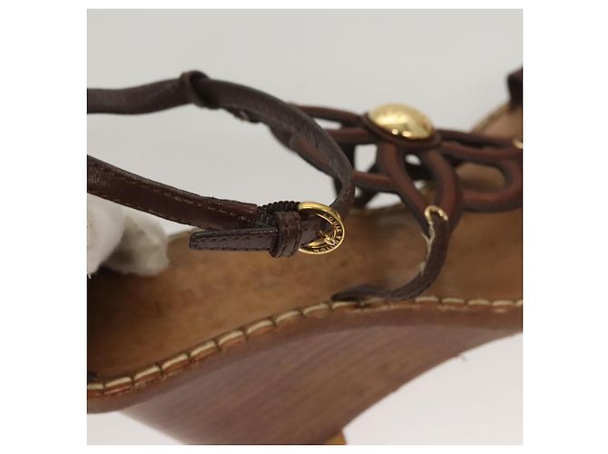 LOUIS VUITTON Décolleté in Pelle Marrone LV Auth bs25696 - vista 14