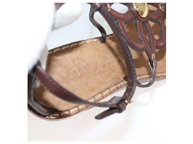 LOUIS VUITTON Décolleté in Pelle Marrone LV Auth bs25696 - vista 15