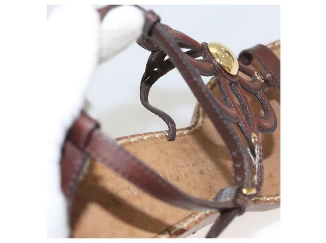 LOUIS VUITTON Décolleté in Pelle Marrone LV Auth bs25696 - vista 16