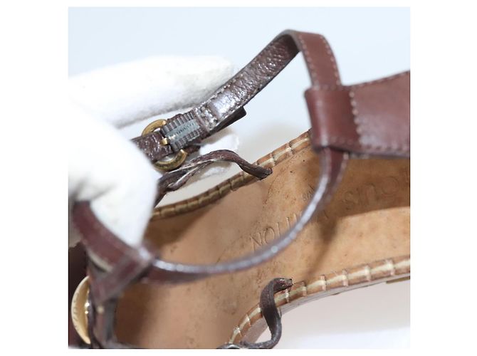 LOUIS VUITTON Décolleté in Pelle Marrone LV Auth bs25696 - vista 17