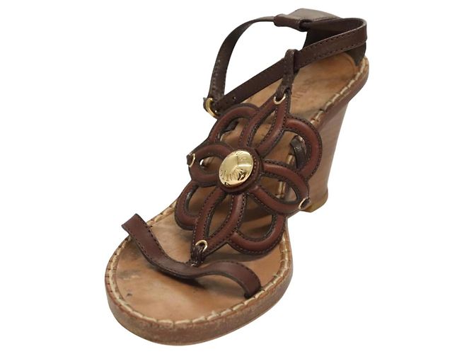 LOUIS VUITTON Décolleté in Pelle Marrone LV Auth bs25696 - vista 2