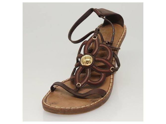 LOUIS VUITTON Décolleté in Pelle Marrone LV Auth bs25696 - vista 20