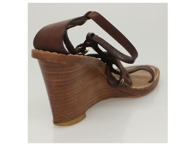 LOUIS VUITTON Décolleté in Pelle Marrone LV Auth bs25696 - vista 21