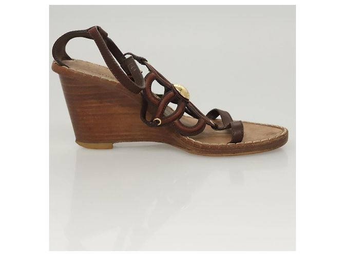 LOUIS VUITTON Décolleté in Pelle Marrone LV Auth bs25696 - vista 22