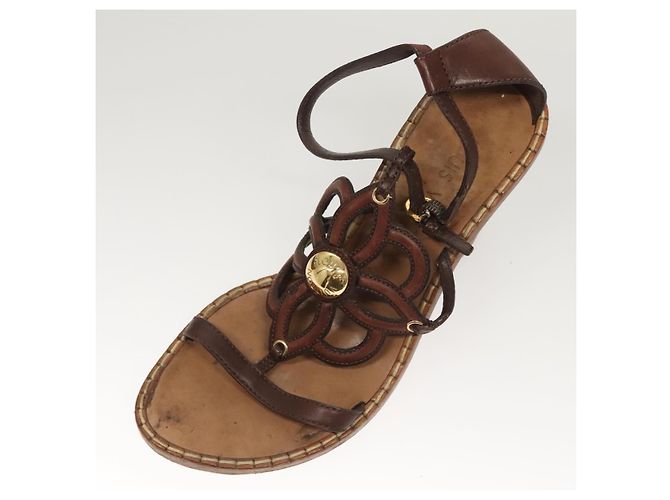 LOUIS VUITTON Décolleté in Pelle Marrone LV Auth bs25696 - vista 24