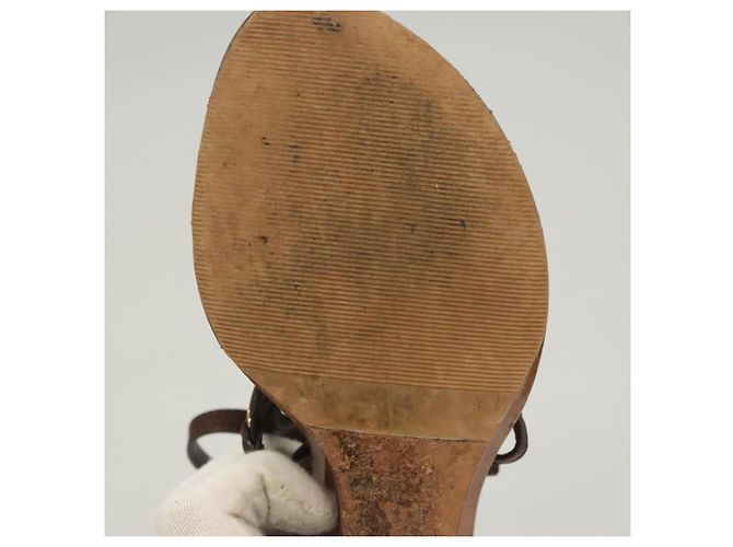 LOUIS VUITTON Décolleté in Pelle Marrone LV Auth bs25696 - vista 27