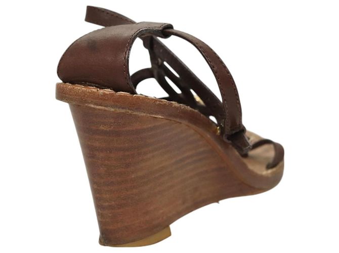 LOUIS VUITTON Décolleté in Pelle Marrone LV Auth bs25696 - vista 3