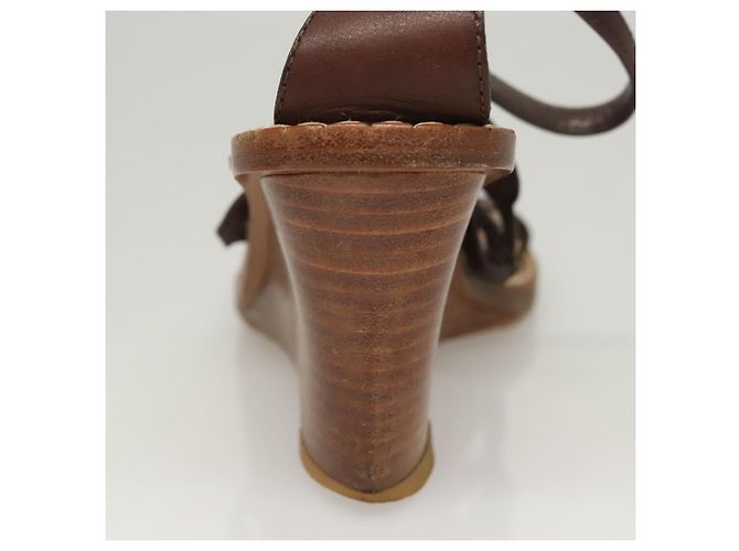 LOUIS VUITTON Décolleté in Pelle Marrone LV Auth bs25696 - vista 31