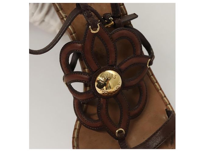 LOUIS VUITTON Décolleté in Pelle Marrone LV Auth bs25696 - vista 32