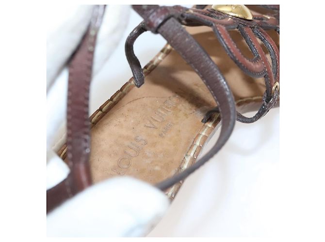 LOUIS VUITTON Décolleté in Pelle Marrone LV Auth bs25696 - vista 34