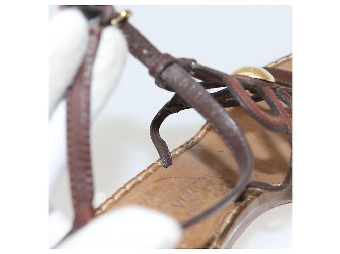 LOUIS VUITTON Décolleté in Pelle Marrone LV Auth bs25696 - vista 35