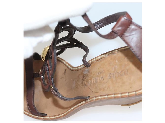 LOUIS VUITTON Décolleté in Pelle Marrone LV Auth bs25696 - vista 36