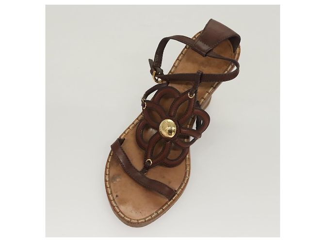 LOUIS VUITTON Décolleté in Pelle Marrone LV Auth bs25696 - vista 6