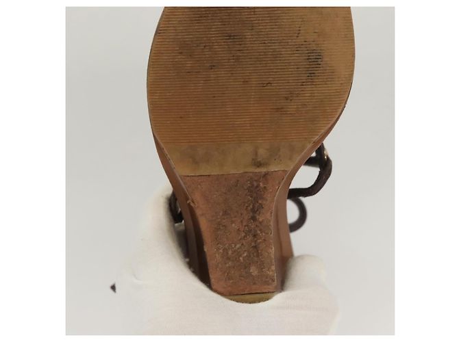 LOUIS VUITTON Décolleté in Pelle Marrone LV Auth bs25696 - vista 9